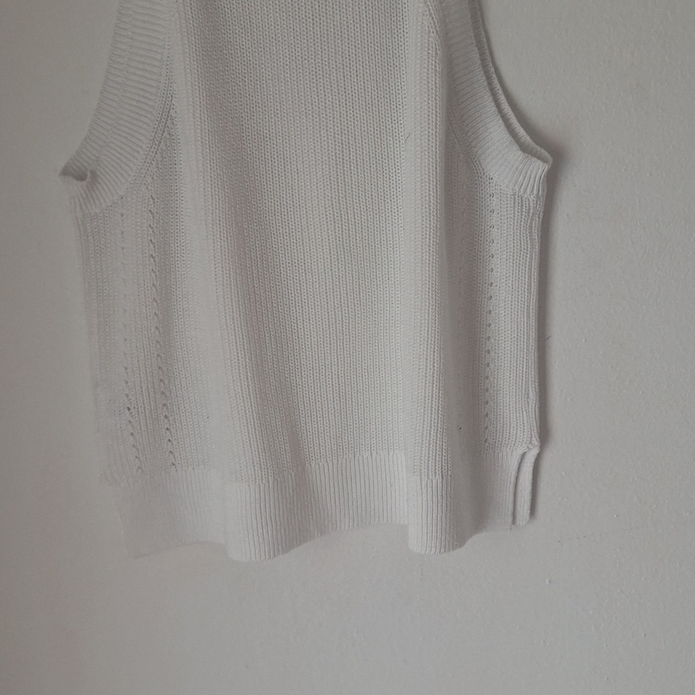 Casual Gentle Fawn White  Knit Sleeveless Top For Any Wheather Sz XL